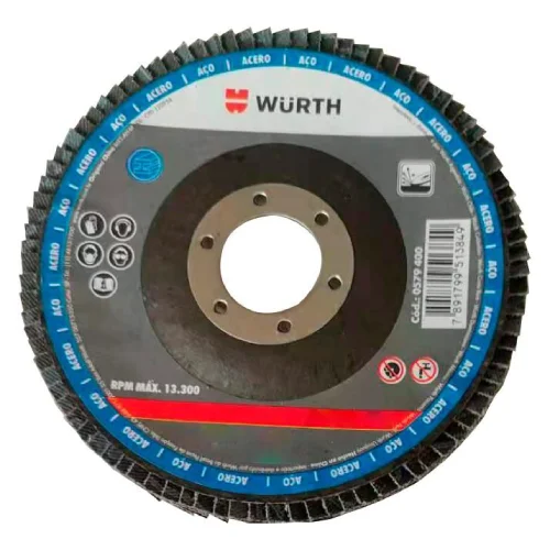 Disco Flap em Aço para Desbaste Médio Grão 60 115 mm Wurth